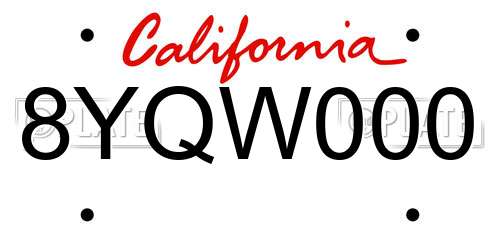 8YQW000 California License Plate