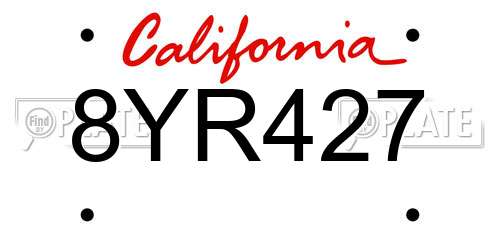8YR427 California License Plate