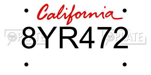 8YR472 California License Plate