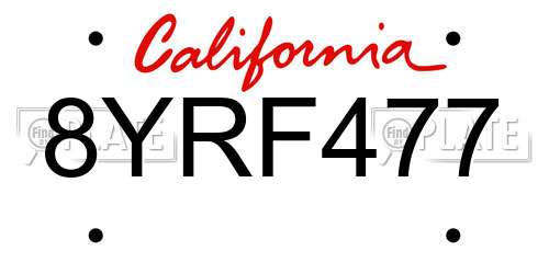 8YRF477 California License Plate