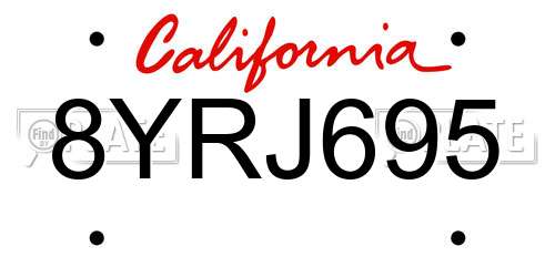 8YRJ695 California License Plate
