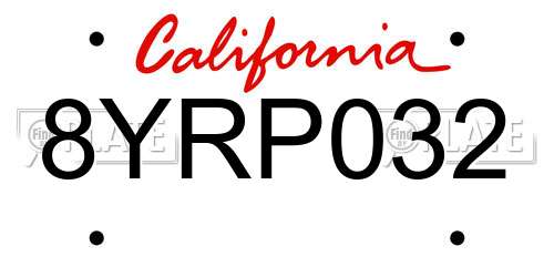 8YRP032 California License Plate