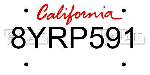 8YRP591 California License Plate