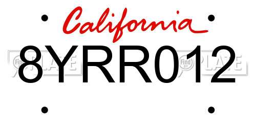 8YRR012 California License Plate