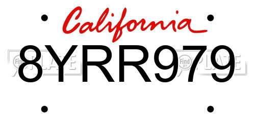 8YRR979 California License Plate