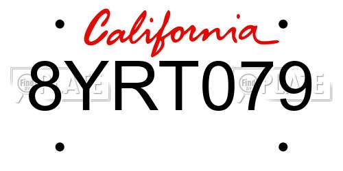 8YRT079 California License Plate