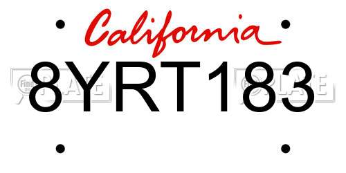 8YRT183 California License Plate