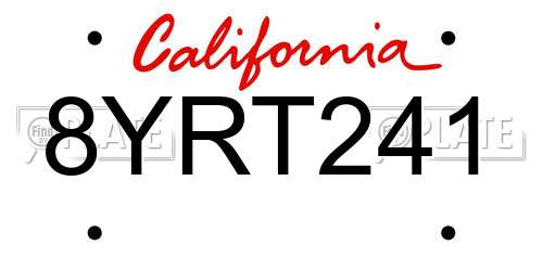 8YRT241 California License Plate