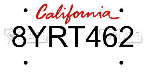 8YRT462 California License Plate