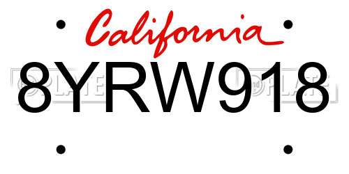 8YRW918 California License Plate