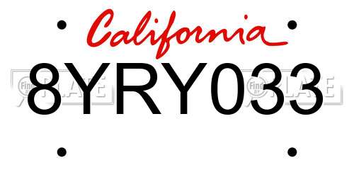 8YRY033 California License Plate