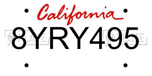 8YRY495 California License Plate