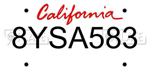 8YSA583 California License Plate