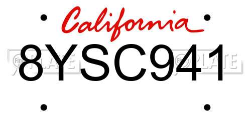 8YSC941 California License Plate