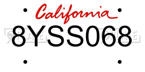 8YSS068 California License Plate