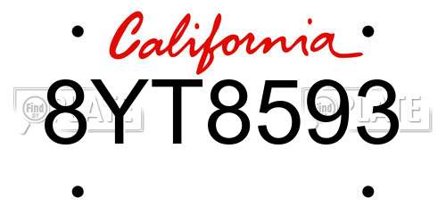 8YT8593 California License Plate