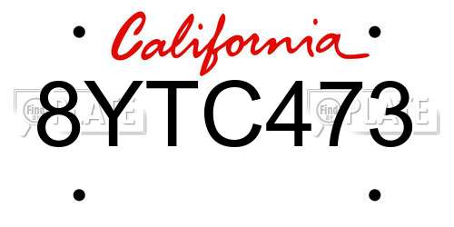 8YTC473 California License Plate