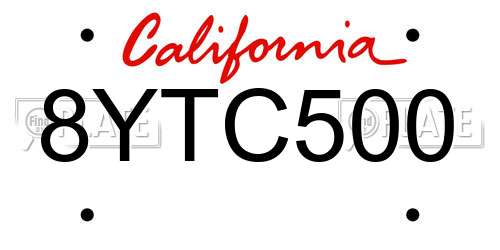 8YTC500 California License Plate