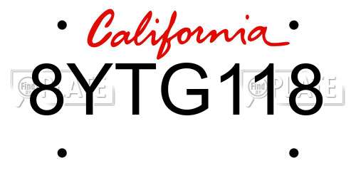 8YTG118 California License Plate