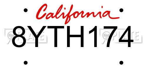8YTH174 California License Plate