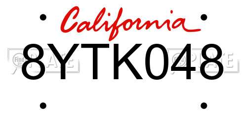 8YTK048 California License Plate