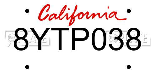 8YTP038 California License Plate