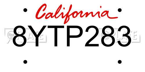 8YTP283 California License Plate