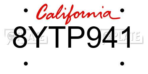 8YTP941 California License Plate