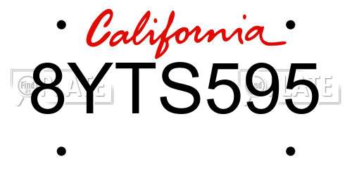 8YTS595 California License Plate