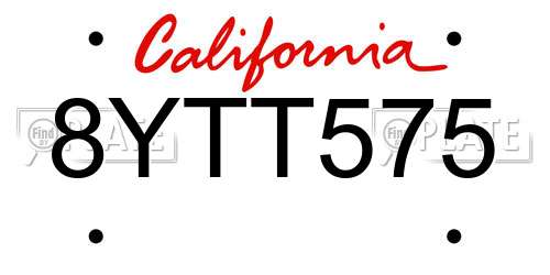 8YTT575 California License Plate