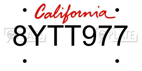 8YTT977 California License Plate