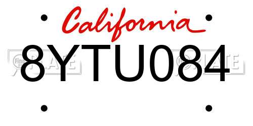 8YTU084 California License Plate