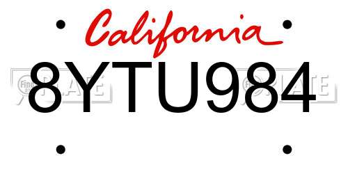 8YTU984 California License Plate