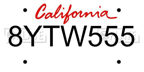 8YTW555 California License Plate