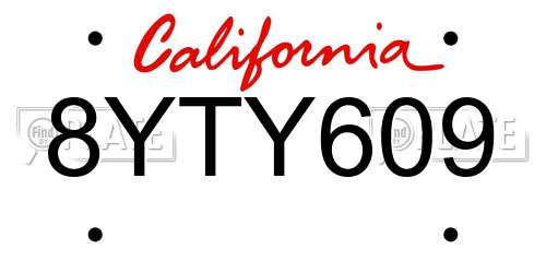 8YTY609 California License Plate