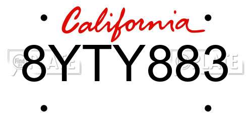 8YTY883 California License Plate