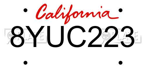 8YUC223 California License Plate