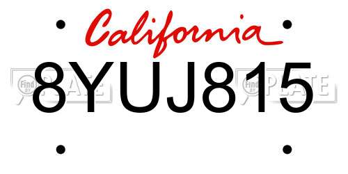 8YUJ815 California License Plate