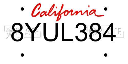 8YUL384 California License Plate