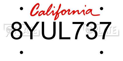 8YUL737 California License Plate