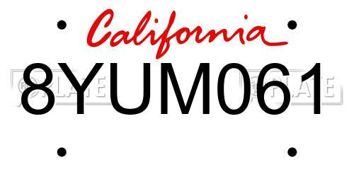 8YUM061 California License Plate