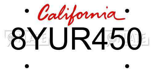 8YUR450 California License Plate