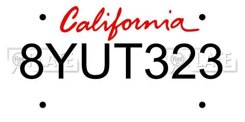8YUT323 California License Plate