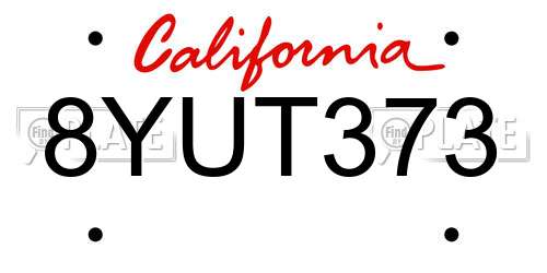 8YUT373 California License Plate