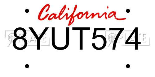 8YUT574 California License Plate