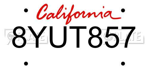 8YUT857 California License Plate
