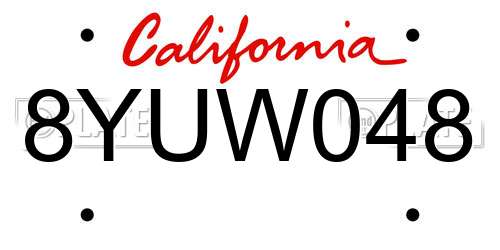 8YUW048 California License Plate