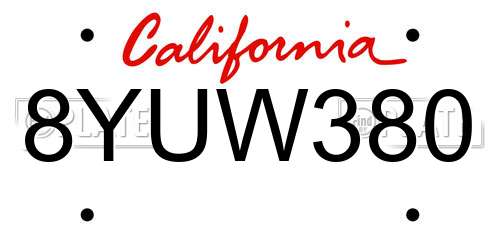 8YUW380 California License Plate
