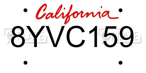 8YVC159 California License Plate