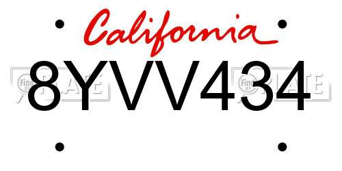 8YVV434 California License Plate